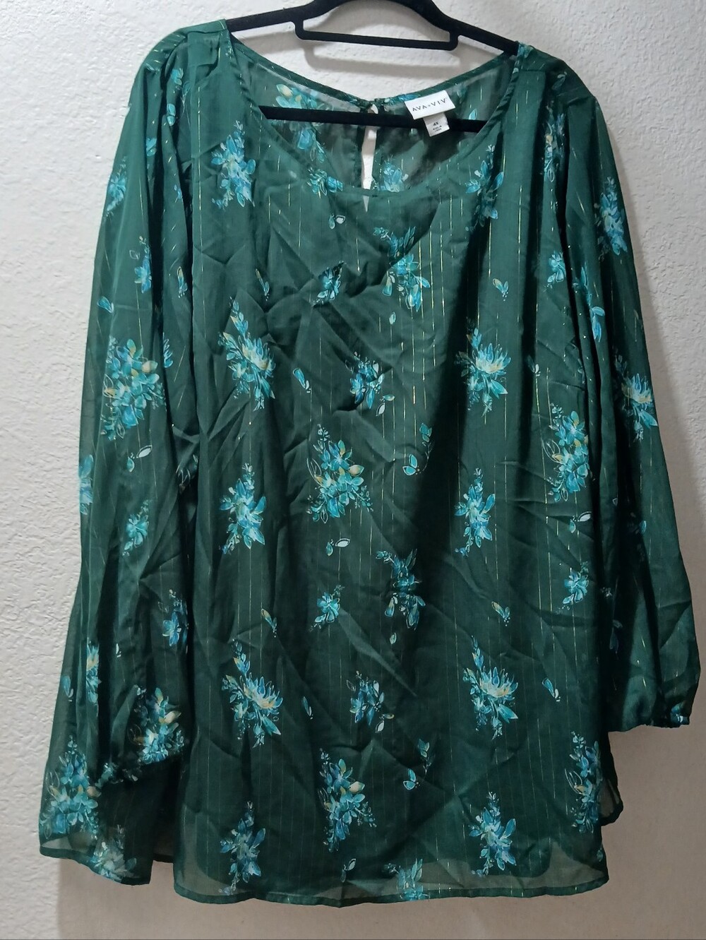 Ava & Viv Green Floral Tunic Top